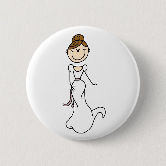 Badge Rond 5 Cm Bouton de jeune mariée de brune (Devant)