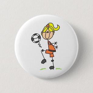 Badge Rond 5 Cm Bouton de jonglerie de ballon de football de fille