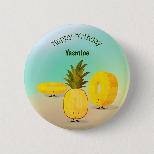 Badge Rond 5 Cm Bouton de joyeux anniversaire de bande dessinée (Devant)