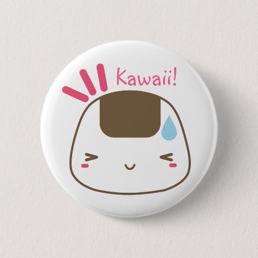 Badge Rond 5 Cm Bouton de Kawaii Onigiri (Devant)