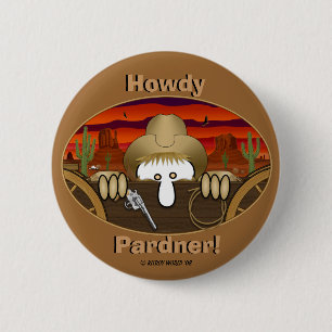 Badge Rond 5 Cm Bouton de Kilroy de cowboy