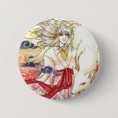 Badge Rond 5 Cm Bouton de Kitsune (Devant)
