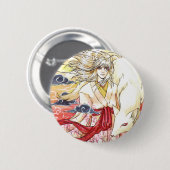 Badge Rond 5 Cm Bouton de Kitsune (Devant & derrière)