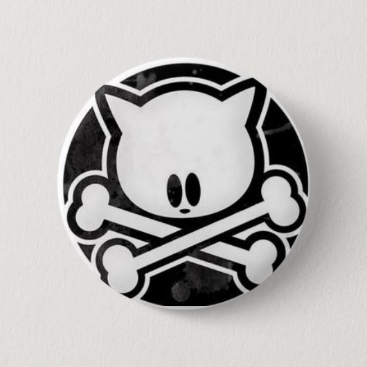 Badge Rond 5 Cm Bouton de Kitty de crâne (Devant)
