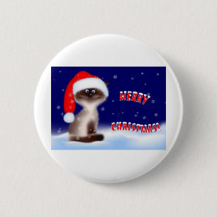 Badge Rond 5 Cm Bouton de Kitty de Noël
