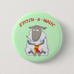 Badge Rond 5 Cm Bouton de Knitter Stitch-a-holic