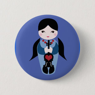 Badge Rond 5 Cm Bouton de Kokeshi de violon