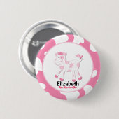 Badge Rond 5 Cm Bouton de la balise de nom Customisée de la vache  (Devant & derrière)