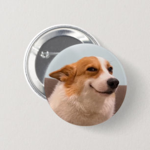 Badge Rond 5 Cm Bouton de la broche mème Corgi souriante