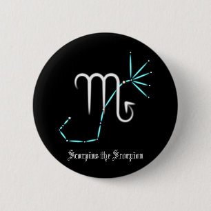Badge Rond 5 Cm Bouton de la constellation du zodiaque Scorpion