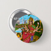 Badge Rond 5 Cm Bouton de la déesse Durga (Devant & derrière)
