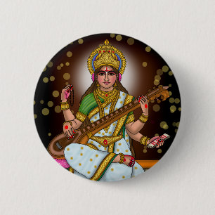 Badge Rond 5 Cm Bouton de la déesse Saraswati