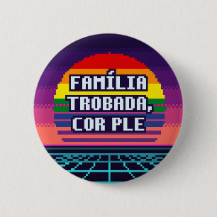 Badge Rond 5 Cm Bouton de la fierté catalane Família Trobada, Cor