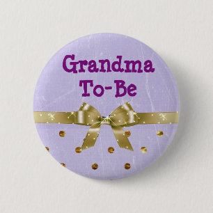 Badge Rond 5 Cm Bouton de la lavande et du Baby shower d'or de gra