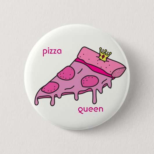 Badge Rond 5 Cm Bouton de la Reine de pizza (Devant)