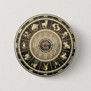 Badge Rond 5 Cm bouton de la roue astrologique