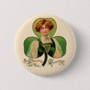 Badge Rond 5 Cm Bouton de la Saint-Patrick de la Jeune Irlandaise