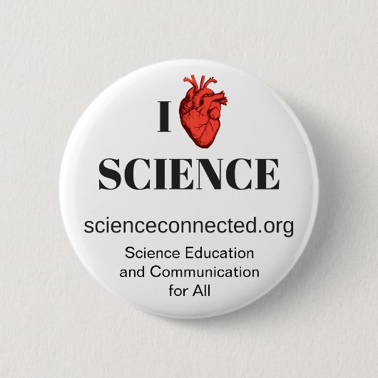 Badge Rond 5 Cm Bouton de la Science I <3 (Devant)