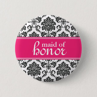 Badge Rond 5 Cm Bouton de la servante d'honneur Damask