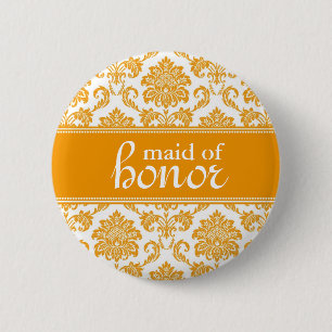 Badge Rond 5 Cm Bouton de la servante d'honneur Damask