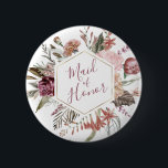 Badge Rond 5 Cm Bouton de la servante d'honneur Dusty Rose<br><div class="desc">Ce design romantique et intemporel présente un bouquet floral aux couleurs douces et aux accents botaniques. Tous les aspects de cette conception peuvent être modifiés (police,  taille du texte ou accents floraux déplacés/supprimés) pour répondre à vos besoins. Contactez-moi si vous avez besoin d'aide pour cette conception</div>