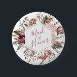 Badge Rond 5 Cm Bouton de la servante d'honneur Dusty Rose<br><div class="desc">Ce design romantique et intemporel présente un bouquet floral aux couleurs douces et aux accents botaniques. Tous les aspects de cette conception peuvent être modifiés (police,  taille du texte ou accents floraux déplacés/supprimés) pour répondre à vos besoins. Contactez-moi si vous avez besoin d'aide pour cette conception</div>