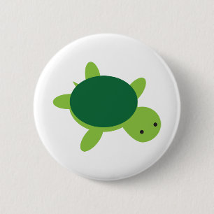 Badge Rond 5 Cm Bouton de la tortue verte mignonne