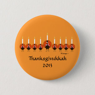 Badge Rond 5 Cm Bouton de la Turquie Menorah Thanksgivukkah