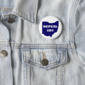 Badge Rond 5 Cm Bouton de l'abrogation SB5 - bleu (En situation)