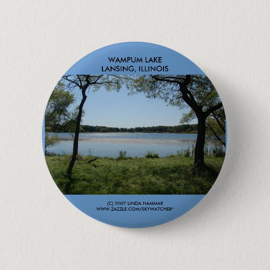 BADGE ROND 5 CM BOUTON DE LAC DE WAMPUM (Devant)