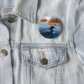 Badge Rond 5 Cm Bouton de lac loon (En situation)