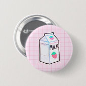 Badge Rond 5 Cm Bouton de lait de fraise (Devant & derrière)
