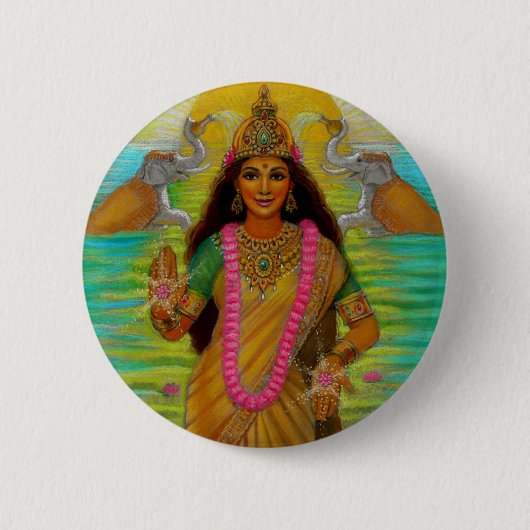 Badge Rond 5 Cm Bouton de Lakshmi de déesse (Devant)