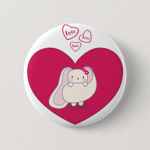 Badge Rond 5 Cm Bouton de lapin d'amour