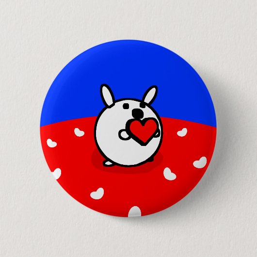 Badge Rond 5 Cm Bouton de LAPIN de COEUR (Devant)