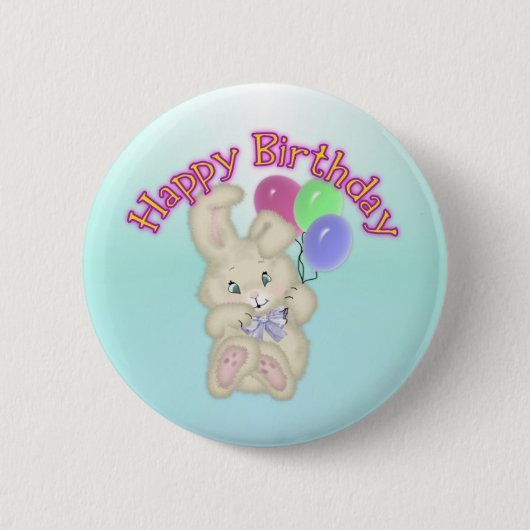 Badge Rond 5 Cm Bouton de lapin de joyeux anniversaire (Devant)