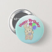 Badge Rond 5 Cm Bouton de lapin de joyeux anniversaire (Devant & derrière)
