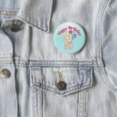 Badge Rond 5 Cm Bouton de lapin de joyeux anniversaire (En situation)