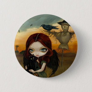 Badge Rond 5 Cm "Bouton de l'épouvantail"