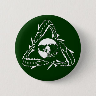 Badge Rond 5 Cm Bouton de l'esturgeon - Recyclage - blanc
