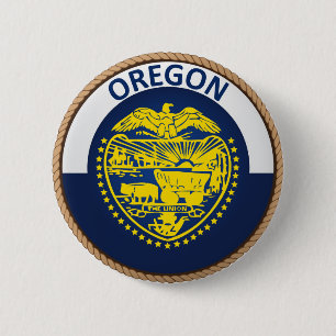 Badge Rond 5 Cm Bouton de l'état de l'Oregon Flag Seal