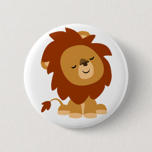 Badge Rond 5 Cm Bouton de Lion Cartoon Paisible