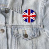 Badge Rond 5 Cm Bouton de Londres Union Jack (En situation)