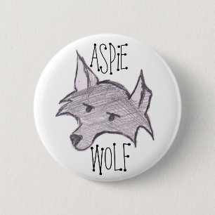 Badge Rond 5 Cm Bouton de loup d'Aspie