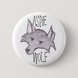 Badge Rond 5 Cm Bouton de loup d'Aspie