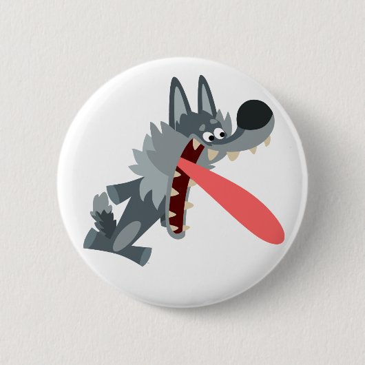 Badge Rond 5 Cm Bouton de loup de caricature adoré (Devant)