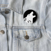 Badge Rond 5 Cm Bouton de loup d'hurlement (En situation)