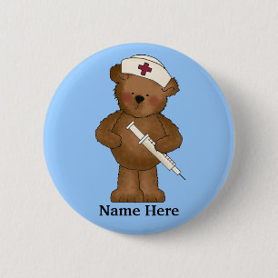 Badge Rond 5 Cm Bouton de l'ours de l'infirmière mignonne