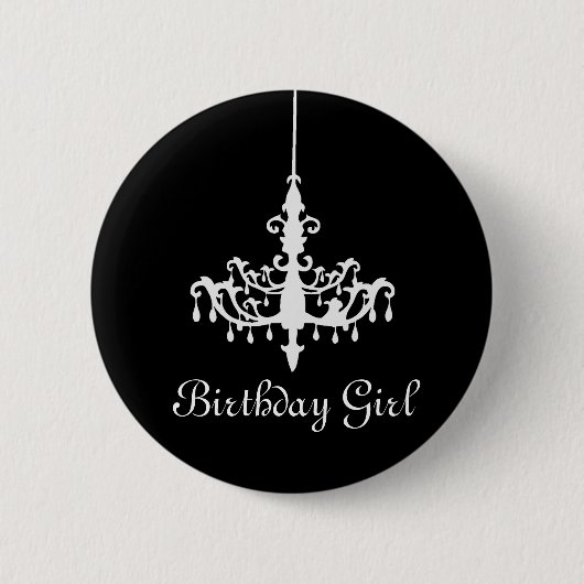 Badge Rond 5 Cm Bouton de lustre de fille d'anniversaire (Devant)