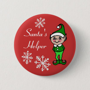 Badge Rond 5 Cm Bouton de lutin de Noël rétro